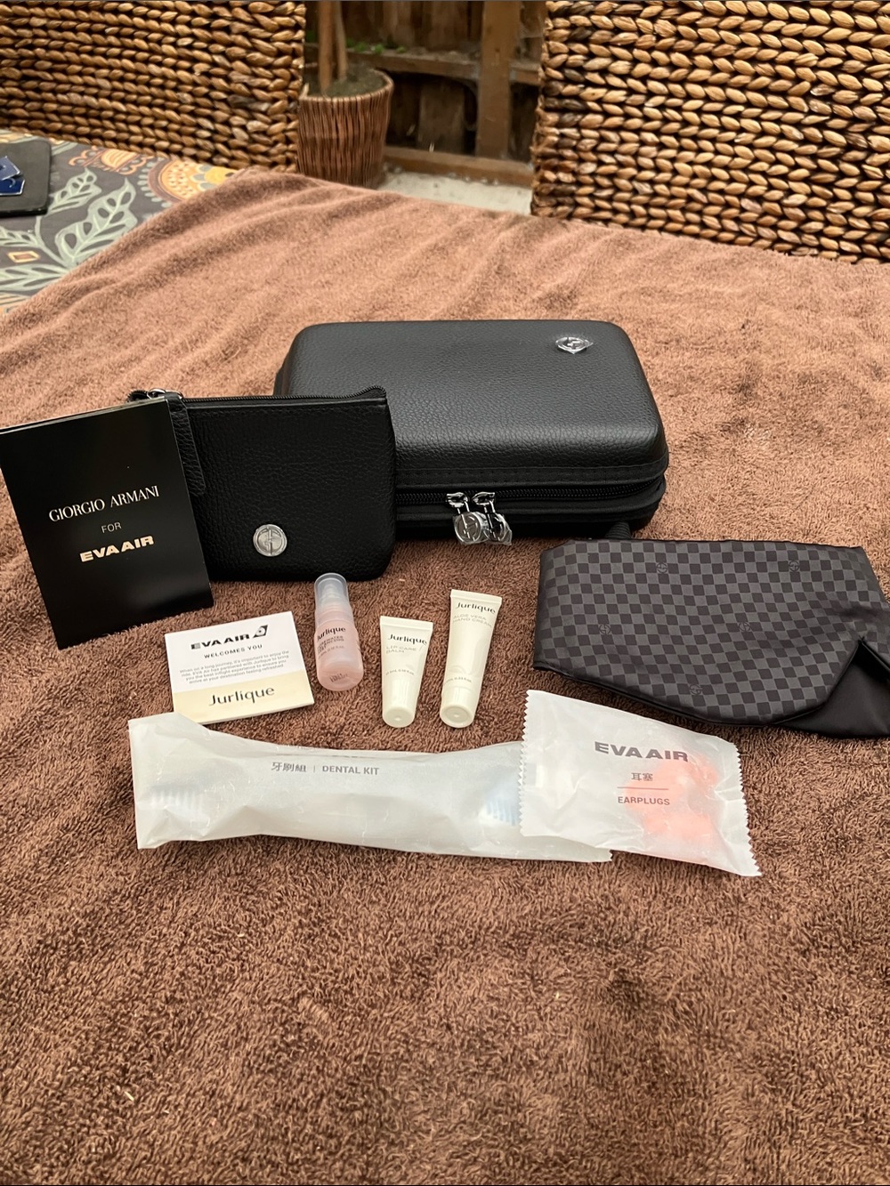 NWT Giorgio Armani Amenity Travel Case & Leather Cardholder